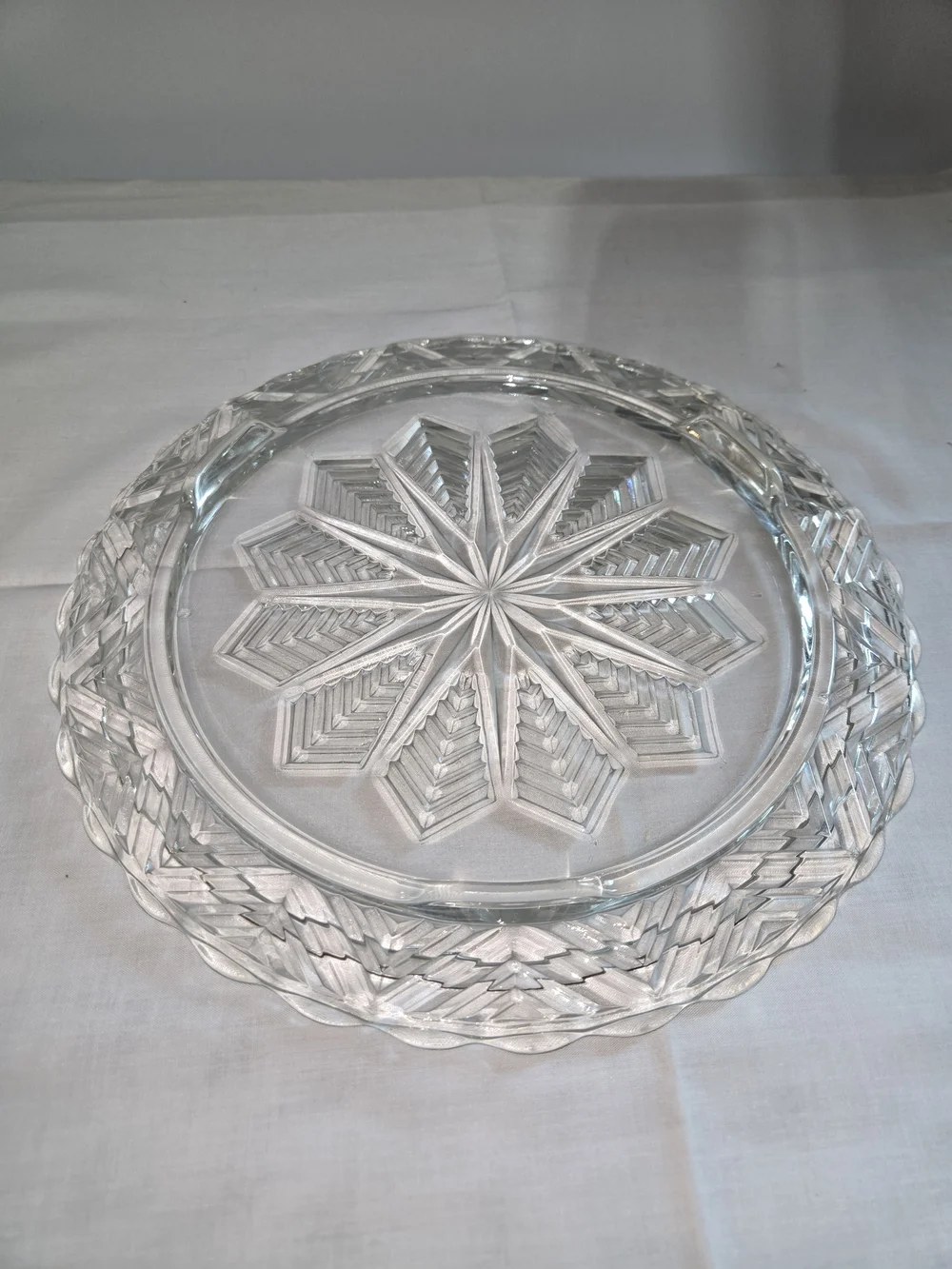 Cut Glass Starburst Serving Platter